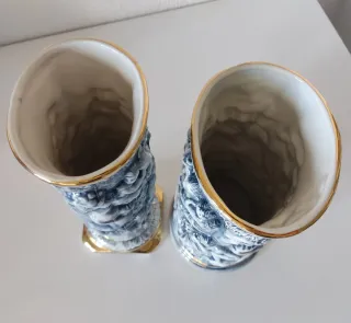 JARRONES VINTAGE  PORCELANA CAPODIMONTE azul