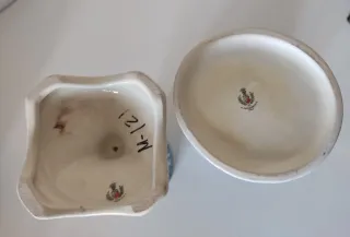 JARRONES VINTAGE  PORCELANA CAPODIMONTE azul