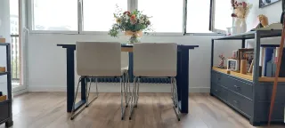 Mesa comedor madera y metal