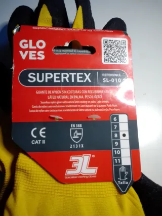 2 Pares Guantes Supertex Caucho Negro Amarillo