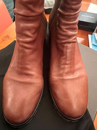 Stivaletti Halmanera cuoio con tacco blu