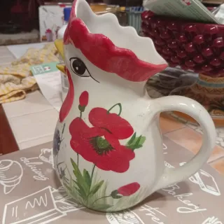 Brocca gallo vintage 1L dipinta a mano