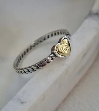 Anillo Corazón Plata Ley y Oro
