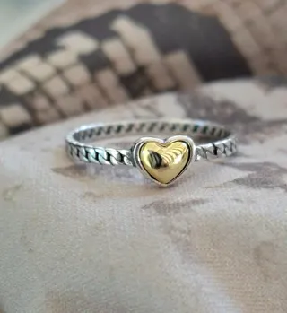 Anillo Corazón Plata Ley y Oro