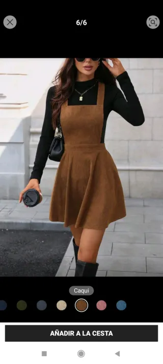 Vestido tipo pichi de pana marrón