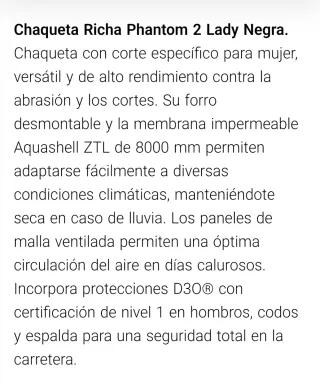 Chaqueta Richa Phantom 2 Mujer