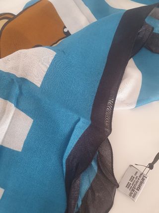 Sciarpa Moschino Teddy Bear Blu e Bianco