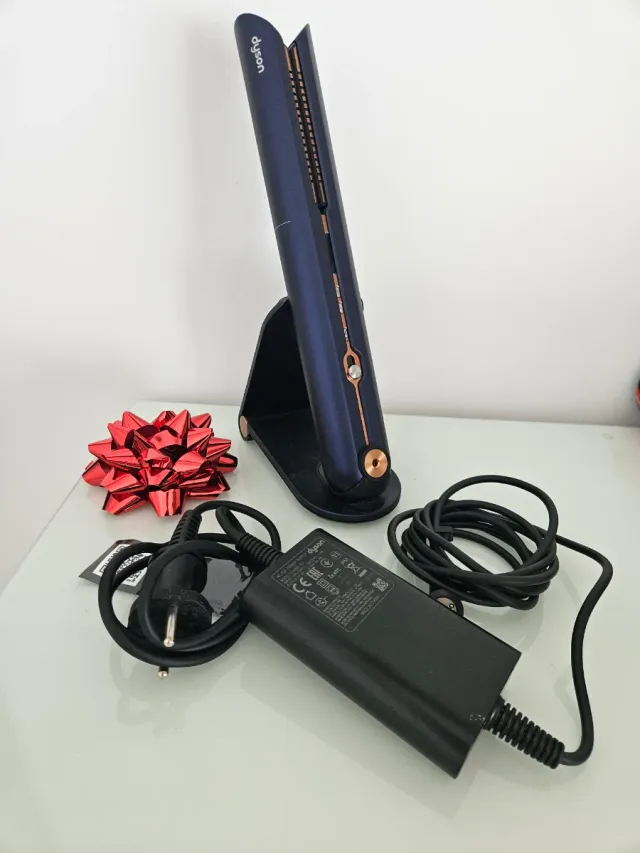 Plancha de pelo Dyson azul y dorado