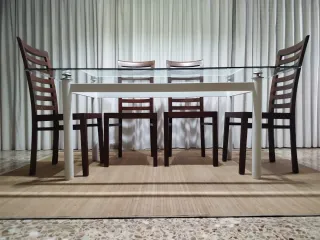 Mesa Comedor Cristal Patas Metalicas