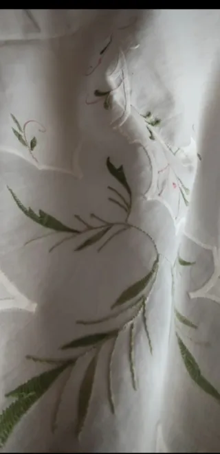 Tovaglia lino ricamata a mano rettangolare x12