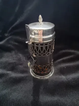 Azucarero de alpaca vintage antiguo plateado.