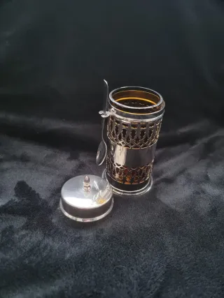 Azucarero de alpaca vintage antiguo plateado.