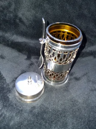 Azucarero de alpaca vintage antiguo plateado.