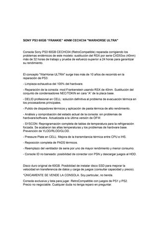 SONY PS3 60GB FRANKENSTEIN RSX 40NM CECHC04