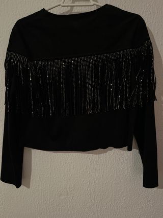 Chaqueta Zara flecos pedrería Talla S