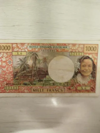 Billete 1000 Francos Franceses Institut d'Emission