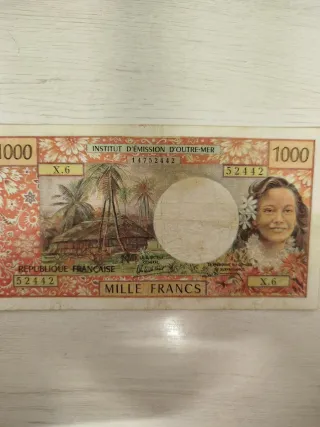 Billete 1000 Francos Franceses Institut d'Emission
