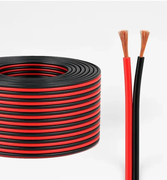 Rolo de Cabo de Áudio 100m Vermelho/Preto PVC