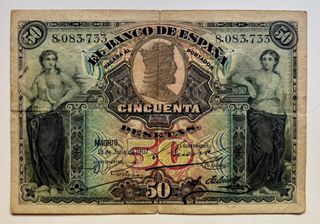 Billete 50 Pesetas 1907 Alegorias