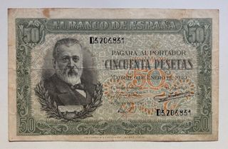 Billete 50 Pesetas 1940 Pelayo
