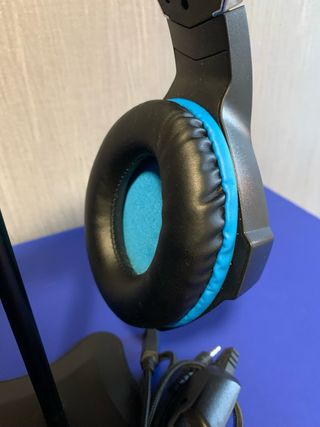 Casco Gaming Azul-Negro con Cable y LEDs
