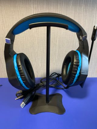 Casco Gaming Azul-Negro con Cable y LEDs
