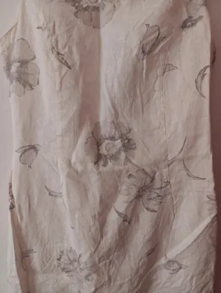 Vestido lino floral gris y blanco