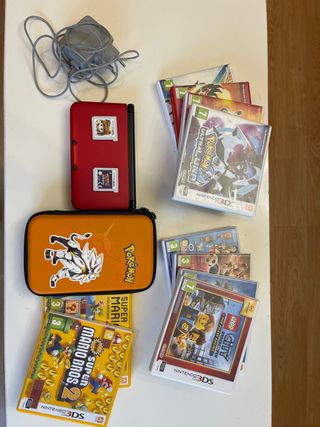 Nintendo 3DS XL Roja+ Juegos+ Funda + Cargador