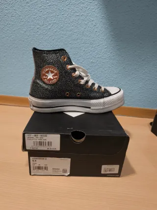 Converse Plataforma Negro/Plata Talla 36
