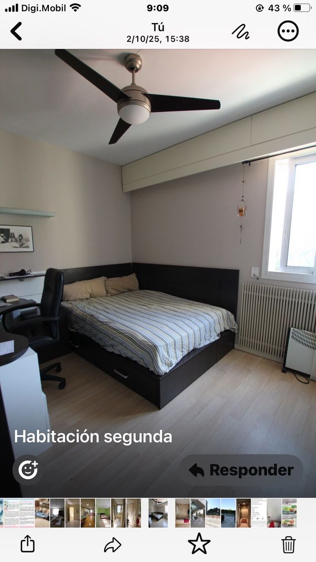 Cama grande madera con escritorio.