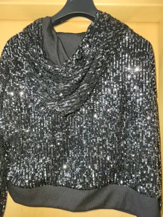 Top Lentejuelas Calvin Klein Jeans Negro/Plata