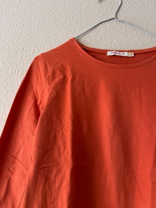 Camiseta básica de algodón naranja de manga larga