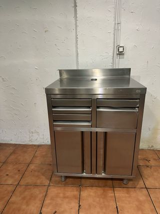 Mueble cafetero industrial acero inoxidable