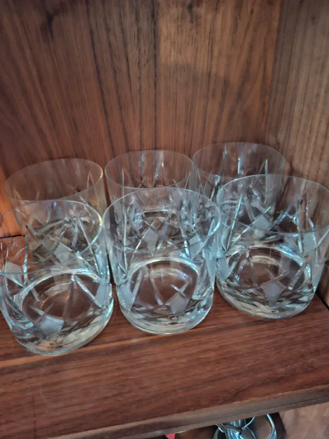 Juego 6 Vasos Cristal Grabado