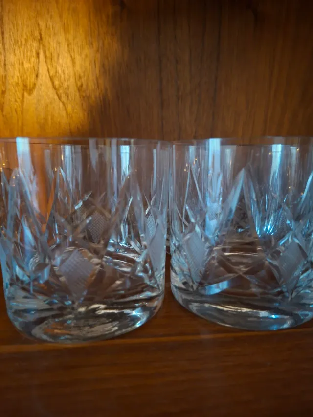 Juego 6 Vasos Cristal Grabado