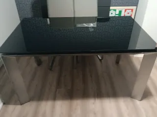 Mesa de centro cristal y metal