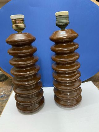 2 Aislantes Eléctricos Cerámicos Marrones