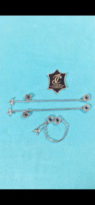 Charm doble Plata con cadena de seguridad