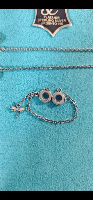 Charm doble Plata con cadena de seguridad