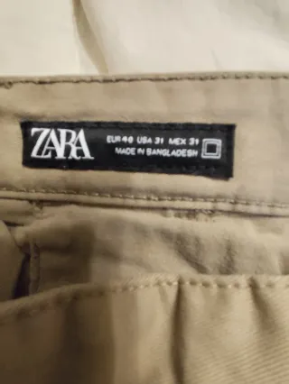 Pantalón Cargo Zara Hombre Talla 40 Beige
