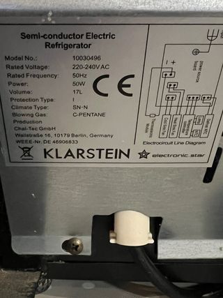 Nevera frigorifico Klarstein 17L Silenciosa