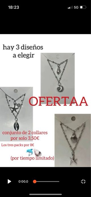 Pack de colgantes a elegir con diseño con abalorio