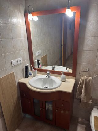 Mueble de baño completo madera y cristal