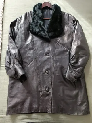 Chaquetón PIEL negro mujer ¡IMPECABLE!