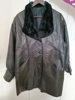 Chaquetón PIEL negro mujer ¡IMPECABLE!