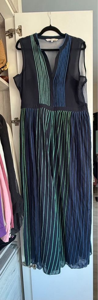 Vestido largo Síntesis negro y verde