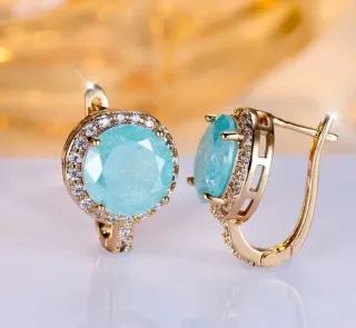 Pendientes Vintage Chapado Oro Turquesa