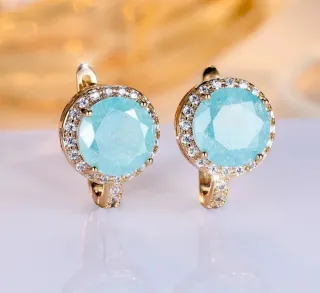 Pendientes Vintage Chapado Oro Turquesa