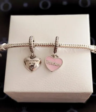 Charms Colgantes Dobles Corazones Mamá Hija