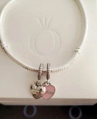 Charms Colgantes Dobles Corazones Mamá Hija